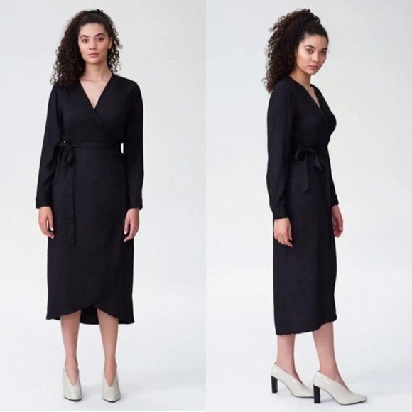Universal Standard Rivers Wrap Dress Black Long Sleeve size 3XS US 2/4 Small - Picture 2 of 9